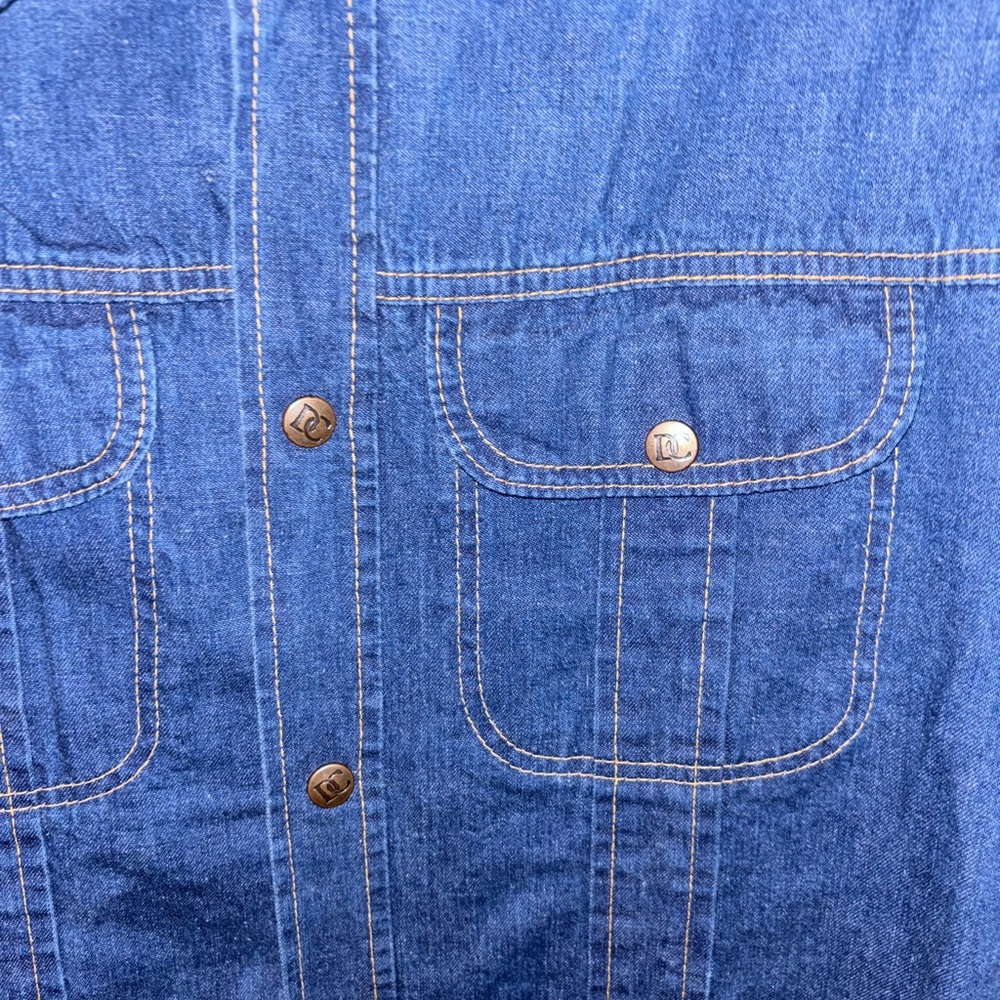Vintage Dee Cee Rappers Blue Denim Button Down Shirt Size Large - Picture 2 of 5